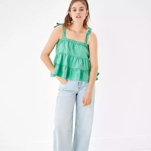 American eagle tiered tank blouse size large kelly green